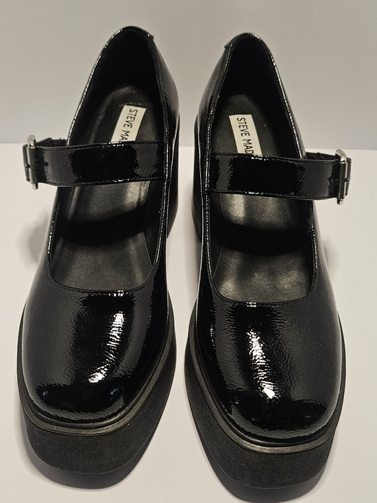 Steve Madden Makena Mary Jane Faux Patent Leather Heels Size 7.5 Black